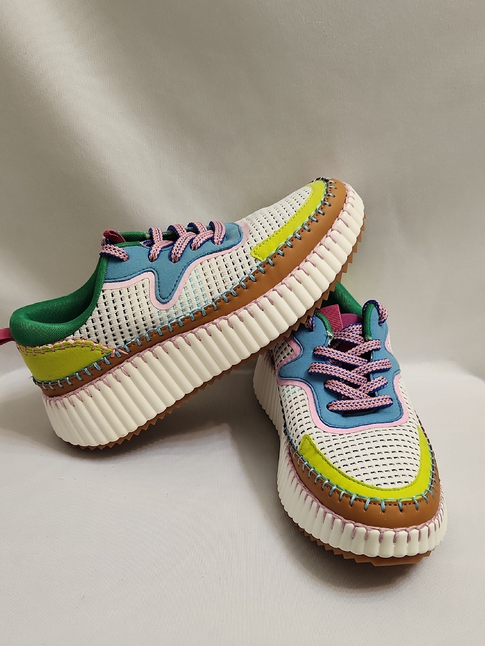 Claudia Ghizzani Cozzy Girl Coachel Multi-Paneled Platform Sneakers (W Size 37)